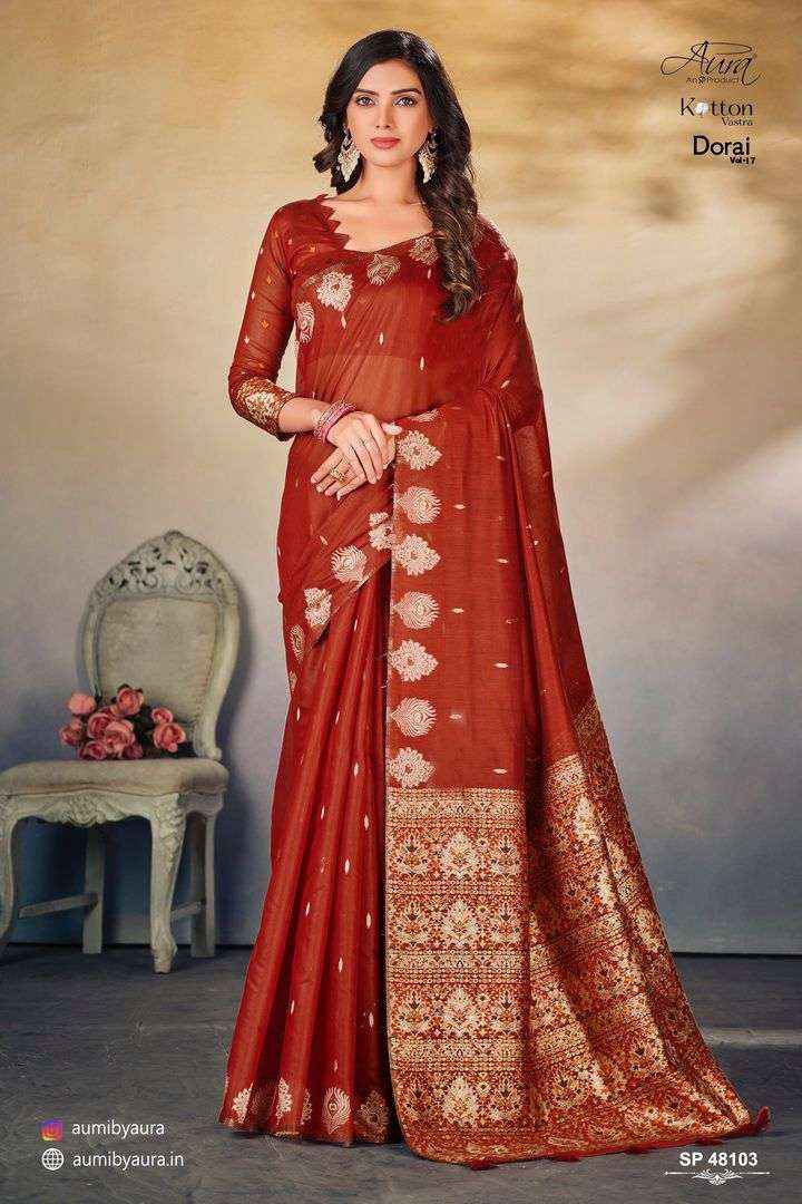 AURA DORAI VOL 17 COTTON FANCY SAREES WHOLESALER