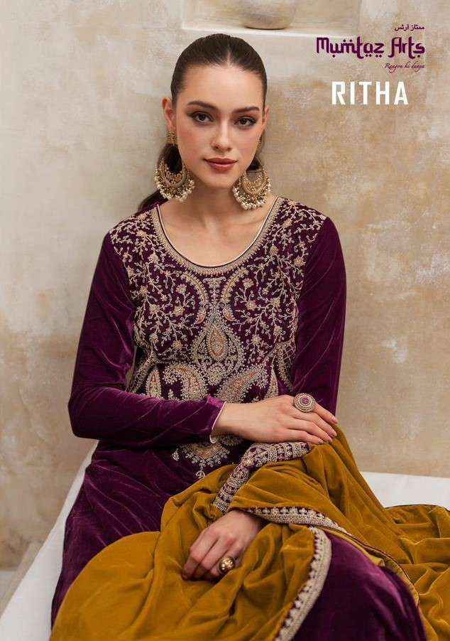 Mumtaz Arts Ritha Velvet Dress Material 4 pcs Catalogue - Wholesale Factory