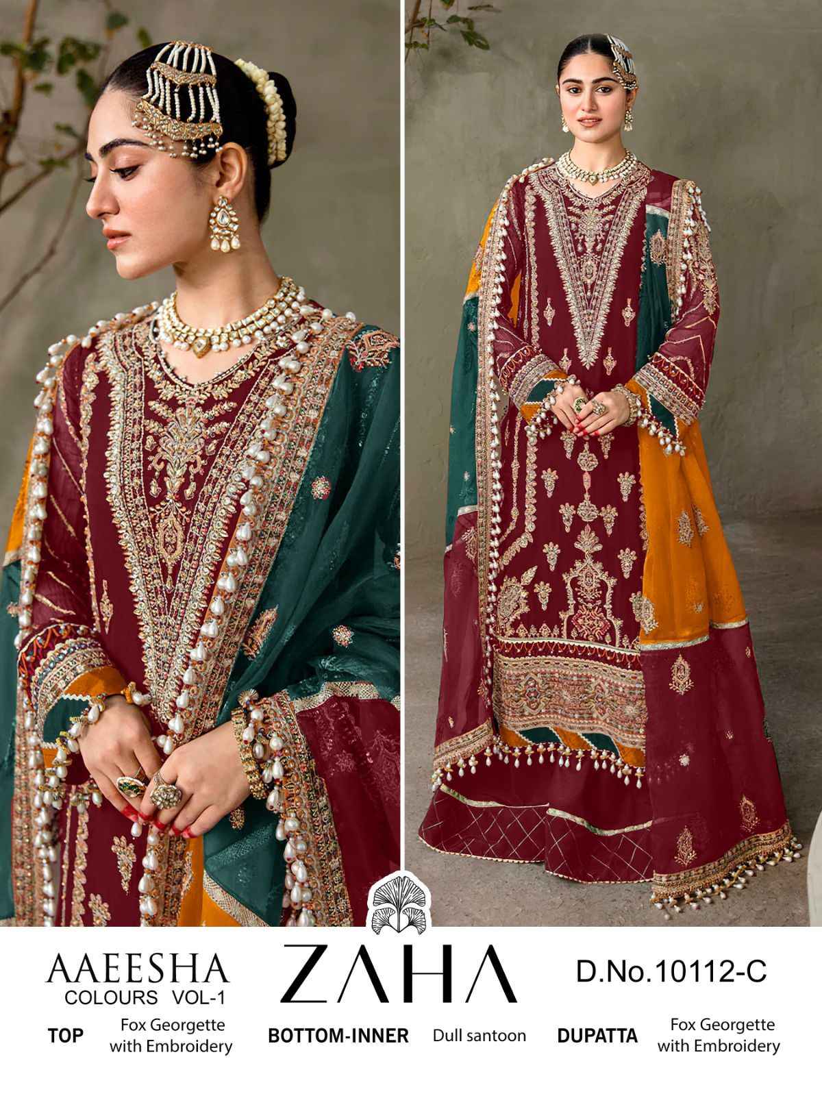 ZAHA AAEESHA-VOL-1 GEORGETTE WITH HEAVY EMBROIDERED PARTY WEAR SUITS
