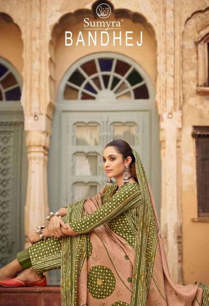 Radhika Fashion Sumyra Bandhej Pashmina Dress Material 6 pcs Catalogue