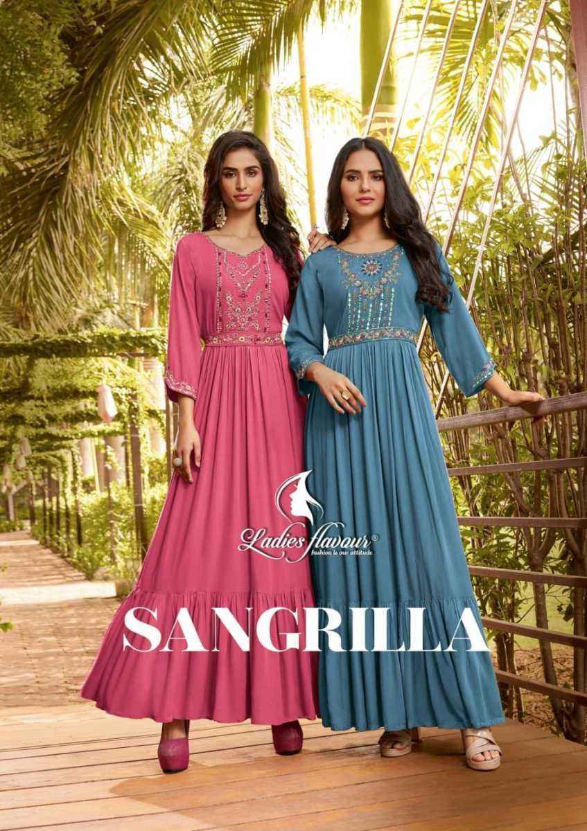 Ladies Flavour Sangrilla Rayon Kurti 4 pcs Catalogue