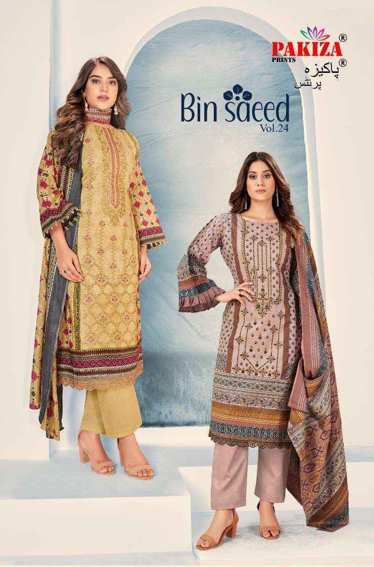 Pakiza Prints Bin Saeed Vol 24 Lawn Cotton Dress Material 10 pcs Catalogue