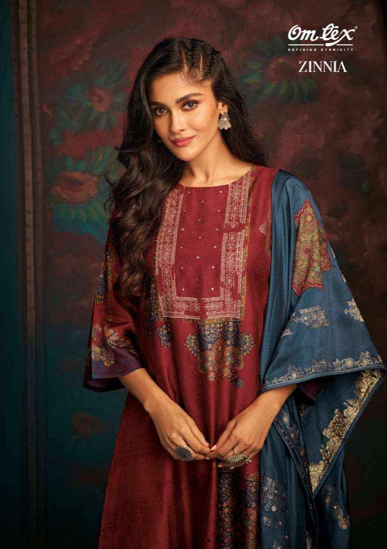 OMTEX ZINNIA SILK DIGITAL PRINT WITH FANCY WORK SUITS