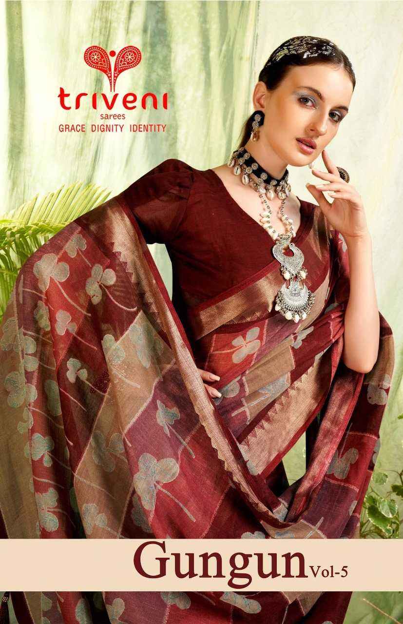 TRIVENI GUNGUN VOL 5 BEAUTIFUL LINEN DIGITAL PRINT SAREES