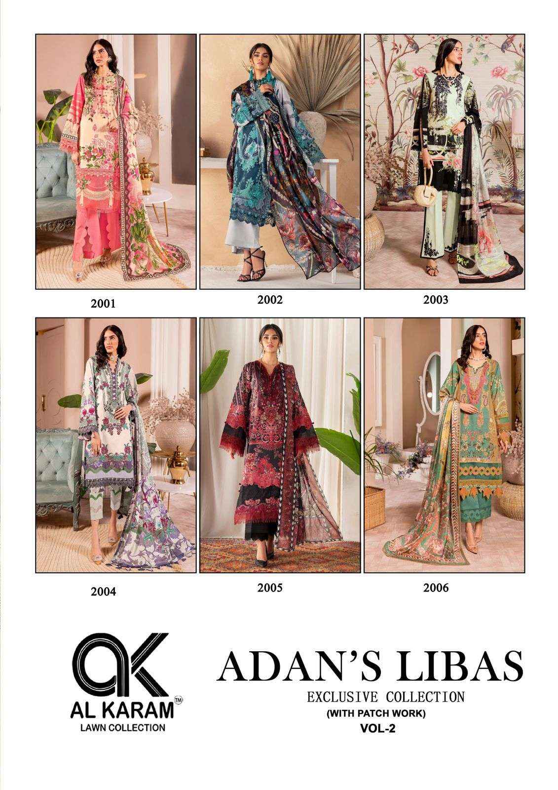 AL KARAM ADANS LIBAS EXCLUSIVE COLLECTION VOL 2 DRESS MATERIAL ( 6 PCS CATALOG )