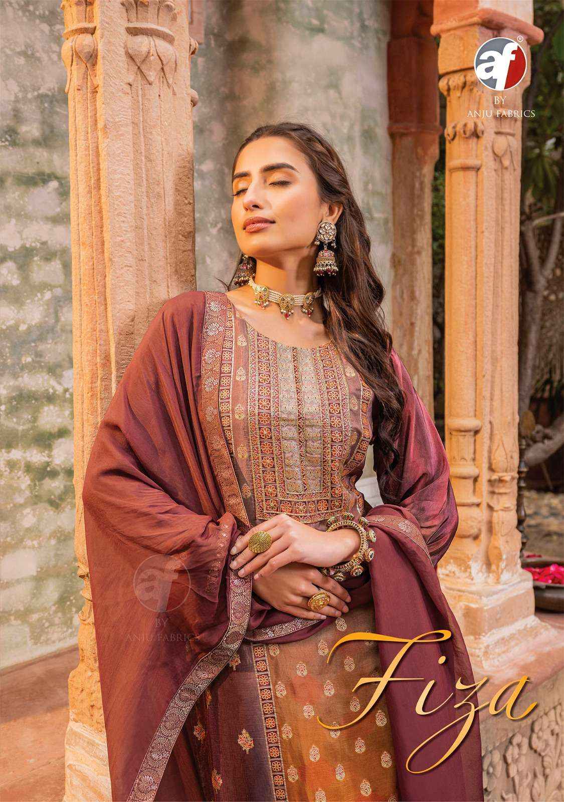 ANJU FABRICS FIZA JACQUARD DESIGNER READYMADE SUITS ( 5 PCS CATALOG )