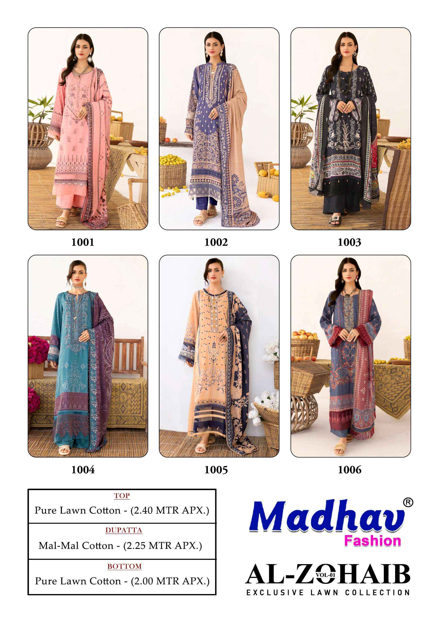 MADHAV FASHION AL ZOHAIB VOL 1 DRESS MATERIAL ( 6 PCS CATALOG )