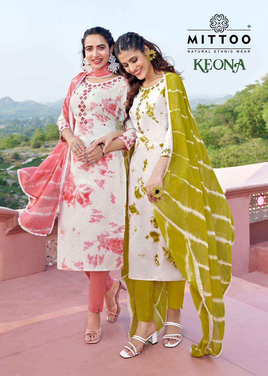 MITTOO FASHION KEONA DESIGNER TOP BOTTON WITH DUPATA SUITS ( 4 PCS CATALOG )