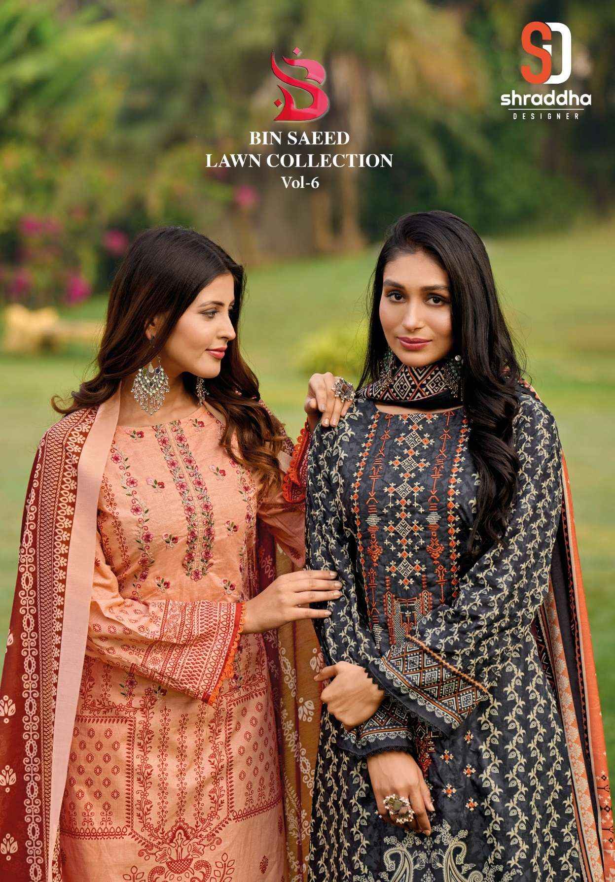 SHARADDHA DESIGNER BIN SAEED LAWN COLLECTION VOL 6 DESIGNER SUITS