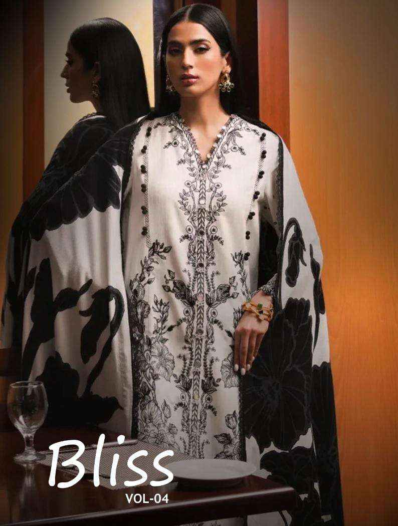 SHARADDHA DESIGNER BLISS VOL 4 PAKISTANI SUITS ( 3 PCS CATALOG ) CHIFFON DUPATTA