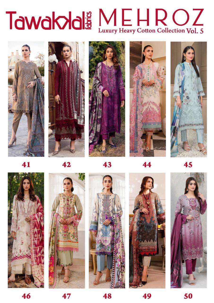 TAWAKKAL FABRICS MEHROZ VOL-5 PAKISTANI SUITS