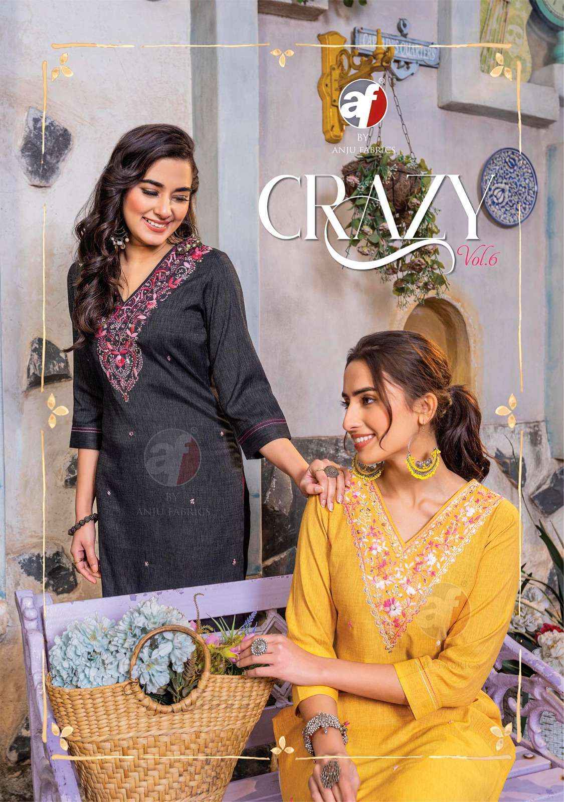 ANJU FABRICS CRAZY VOL-6 READYMADE DESIGNER SUITS ( 6 PCS CATALOG )