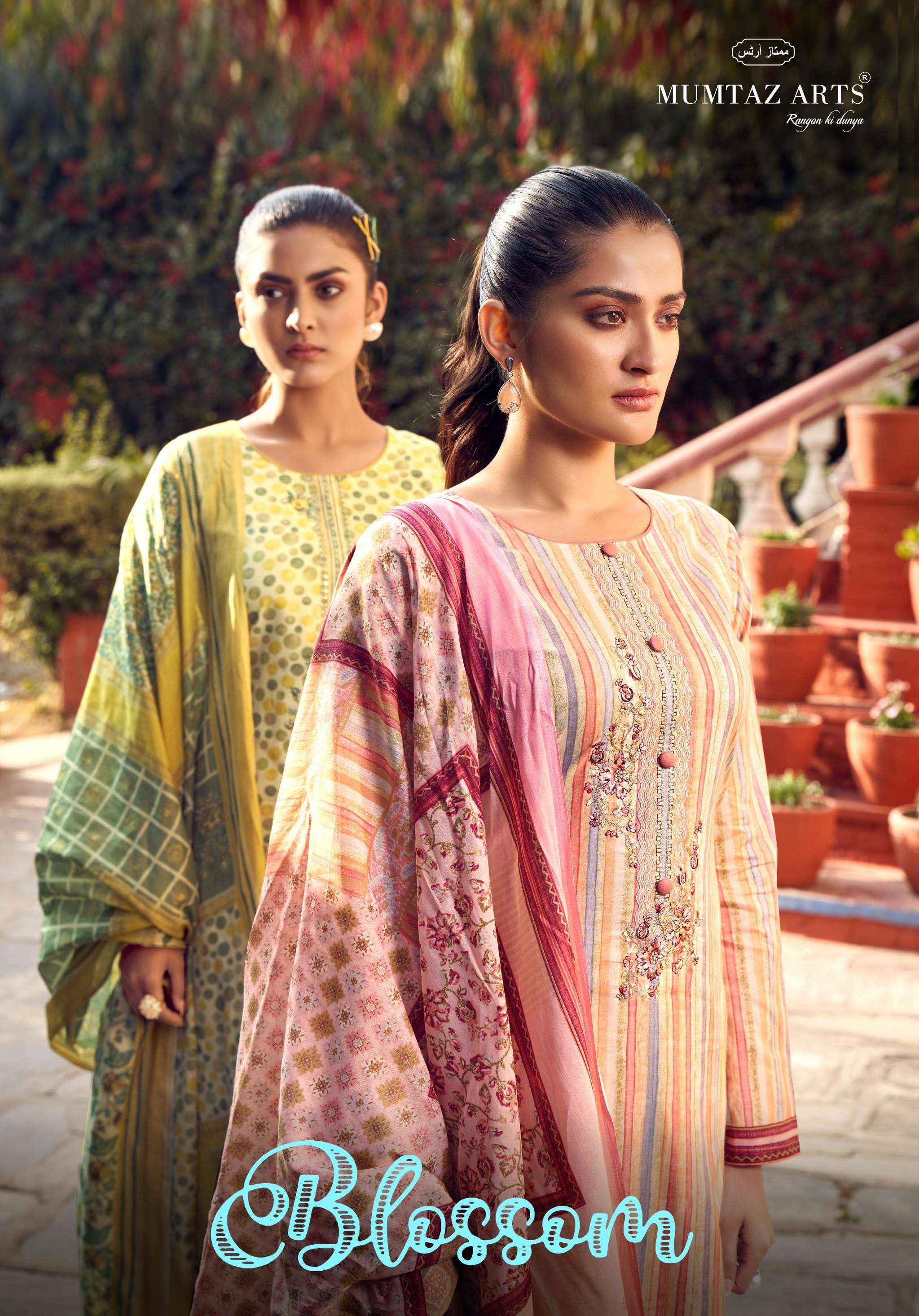 MUMTAZ ARTS BLOSSOM LAWN COTTON DRESS MATERIALS ( 5 PCS CATALOG ) 