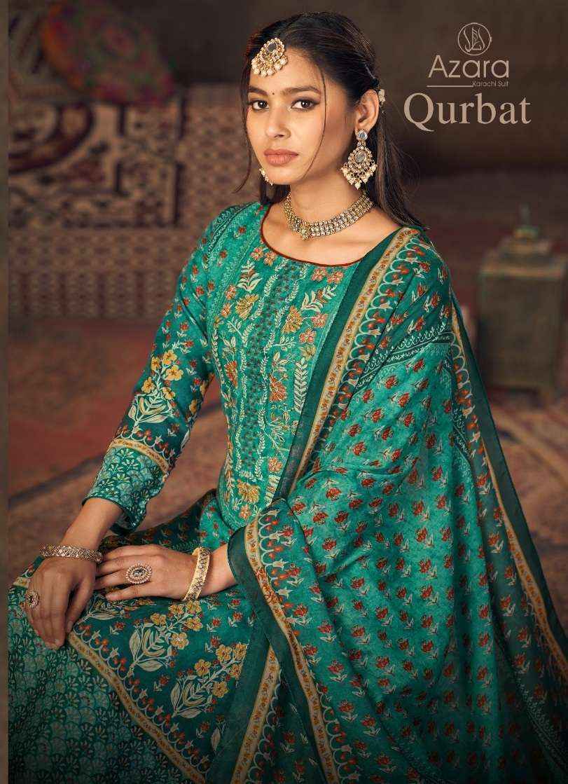 RADHIKA FASHION AZARA QURBAT JAM COTTON DRESS MATERIAL ( 5 PCS CATALOG )