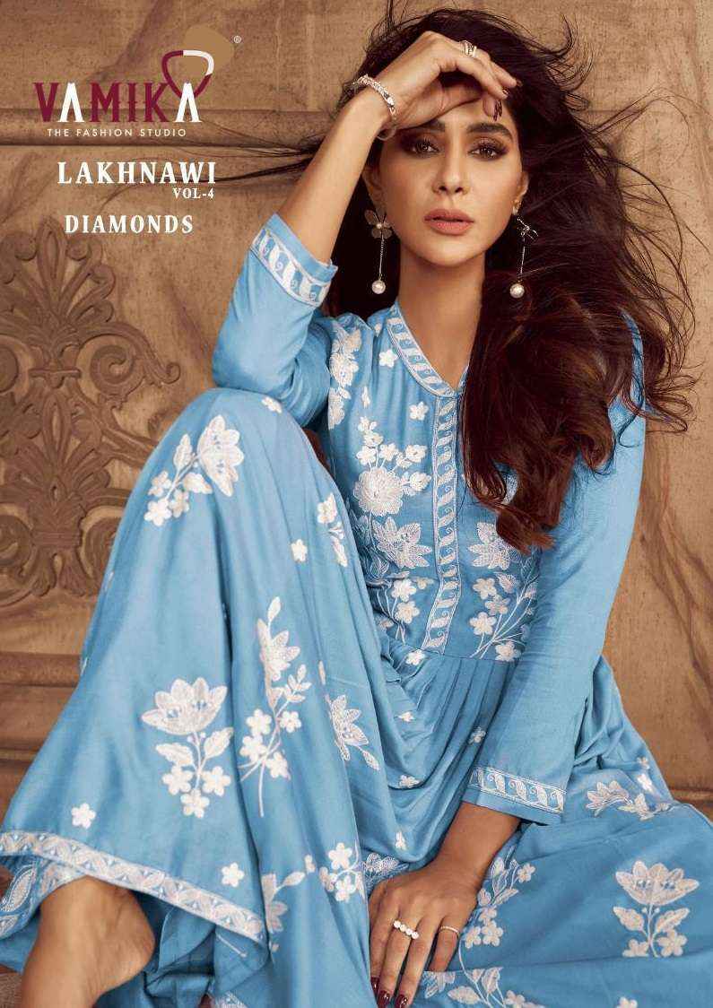 VAMIKA LAKHNAVI VOL-4 DESIGNER READYMADE SUITS ( 5 PCS CATALOG )