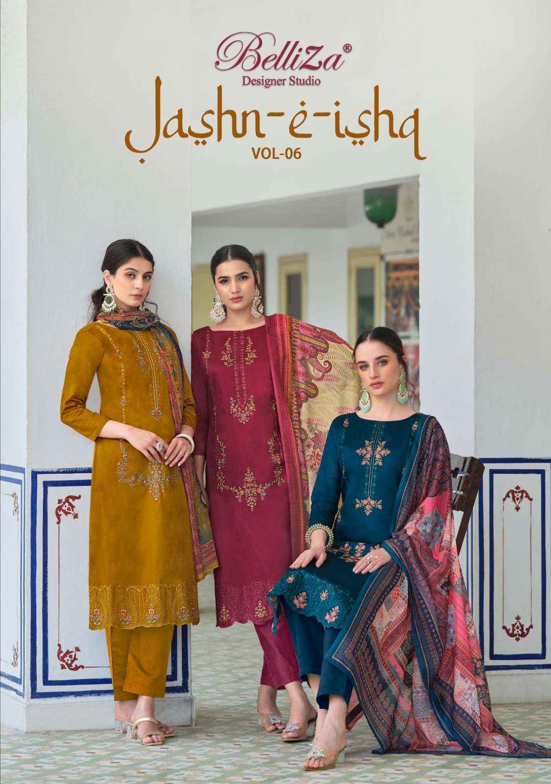 BELLIZA DESIGNER STUDIO JASHN E ISHQ VOL 6 SUITS ( 6 PCS CATALOG )