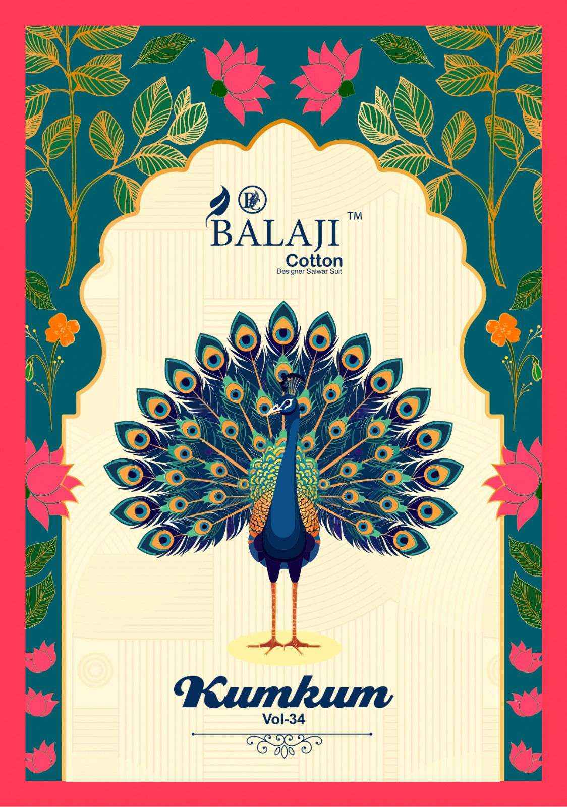 BALAJI COTTON KUMKUM VOL 34 COTTON DRESS MATERIAL ( 12 PCS CATALOG )