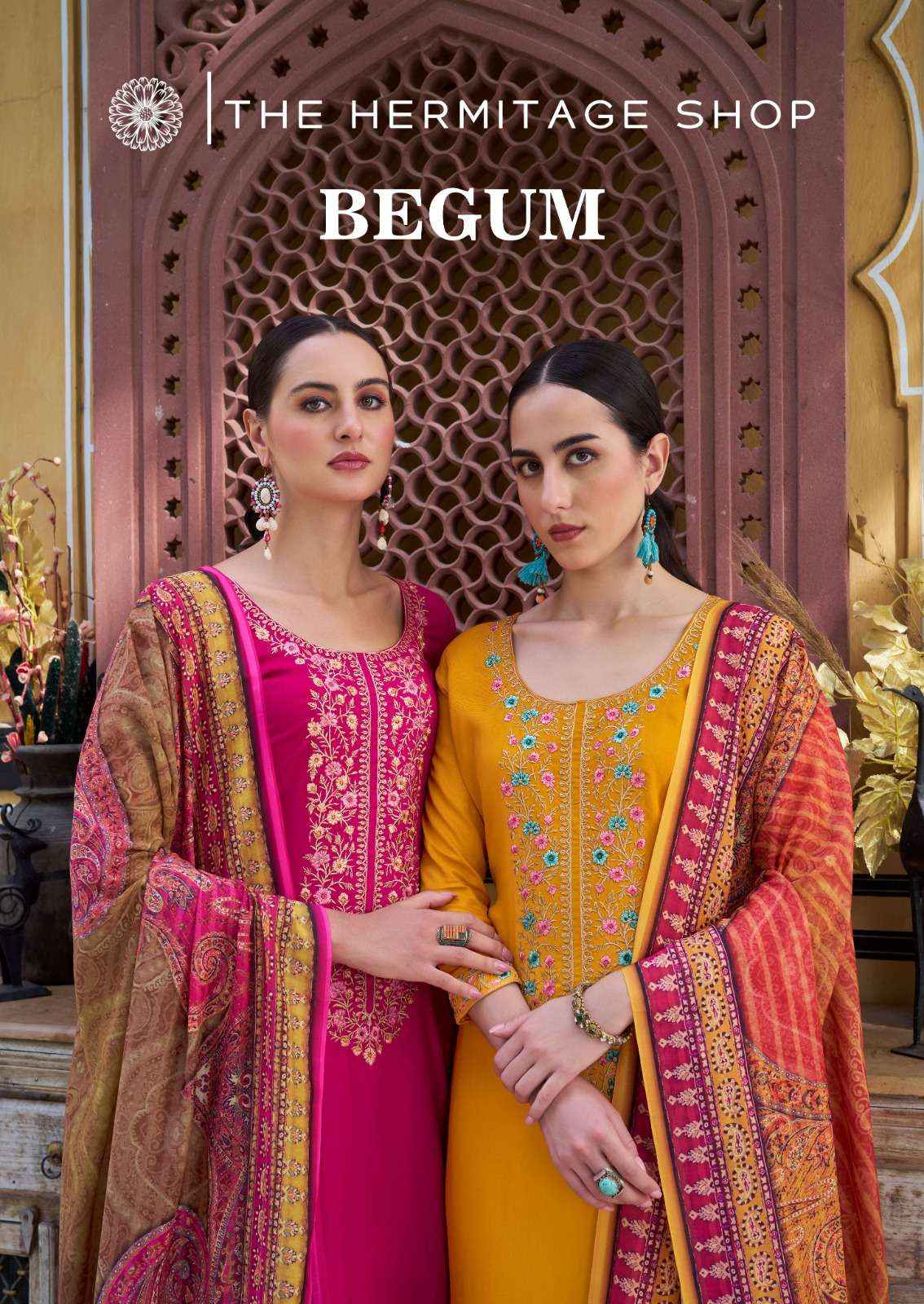 THE HERMITAGE SHOP BEGUM RAYON DESIGNER SUITS ( 5 PCS CATALOG )