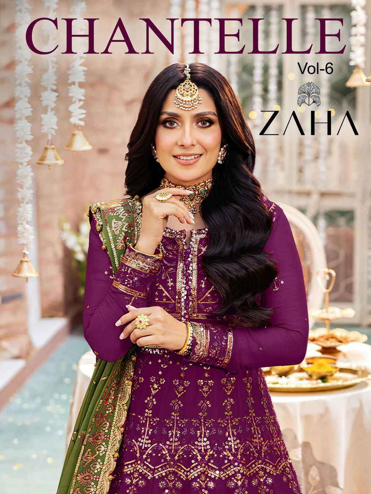 Zaha Chantelle Vol 6 10348 Colors Partywear Pakistani Designer Suit ( 2 Pcs Catalog )