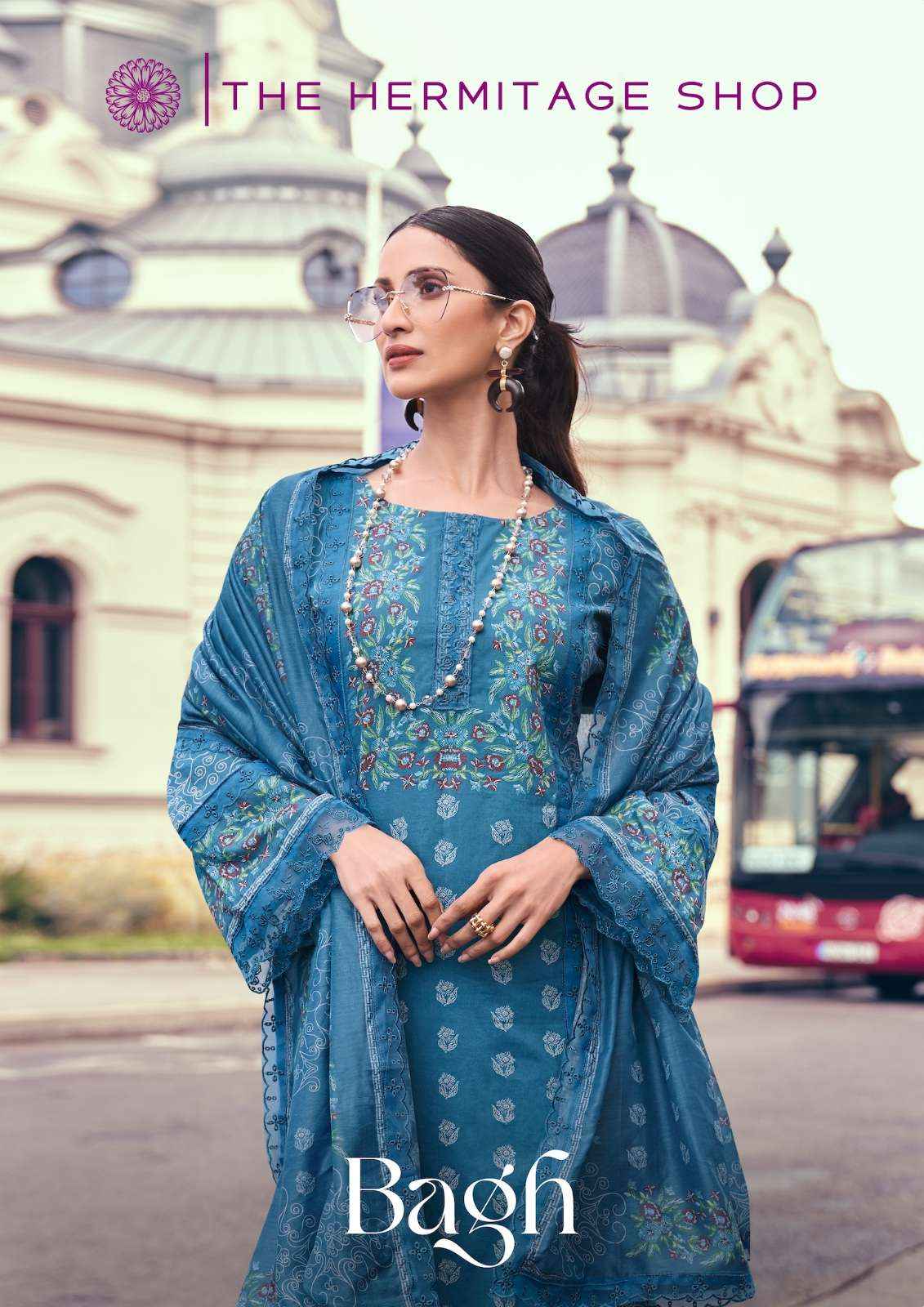 THE HERMITAGE SHOP BAGH LAWN COTTON CHIKANKARI WORK SUIT ( 6 pcs CATALOG )