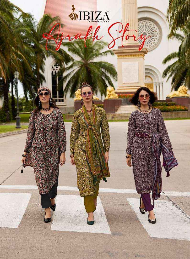 Ibiza Ajrakh Story Viscose Dress Material 8 pcs Catalogue