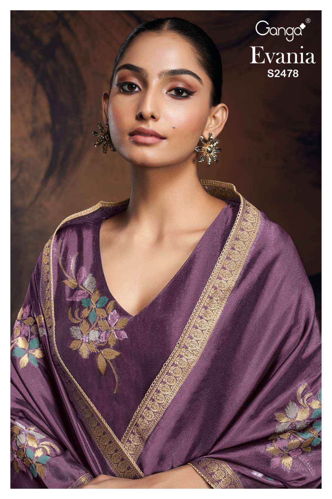 jacquard silk dress material Ganga Fashion Evania 2478 New Colors Designer Jacquard Silk Suit Supplier