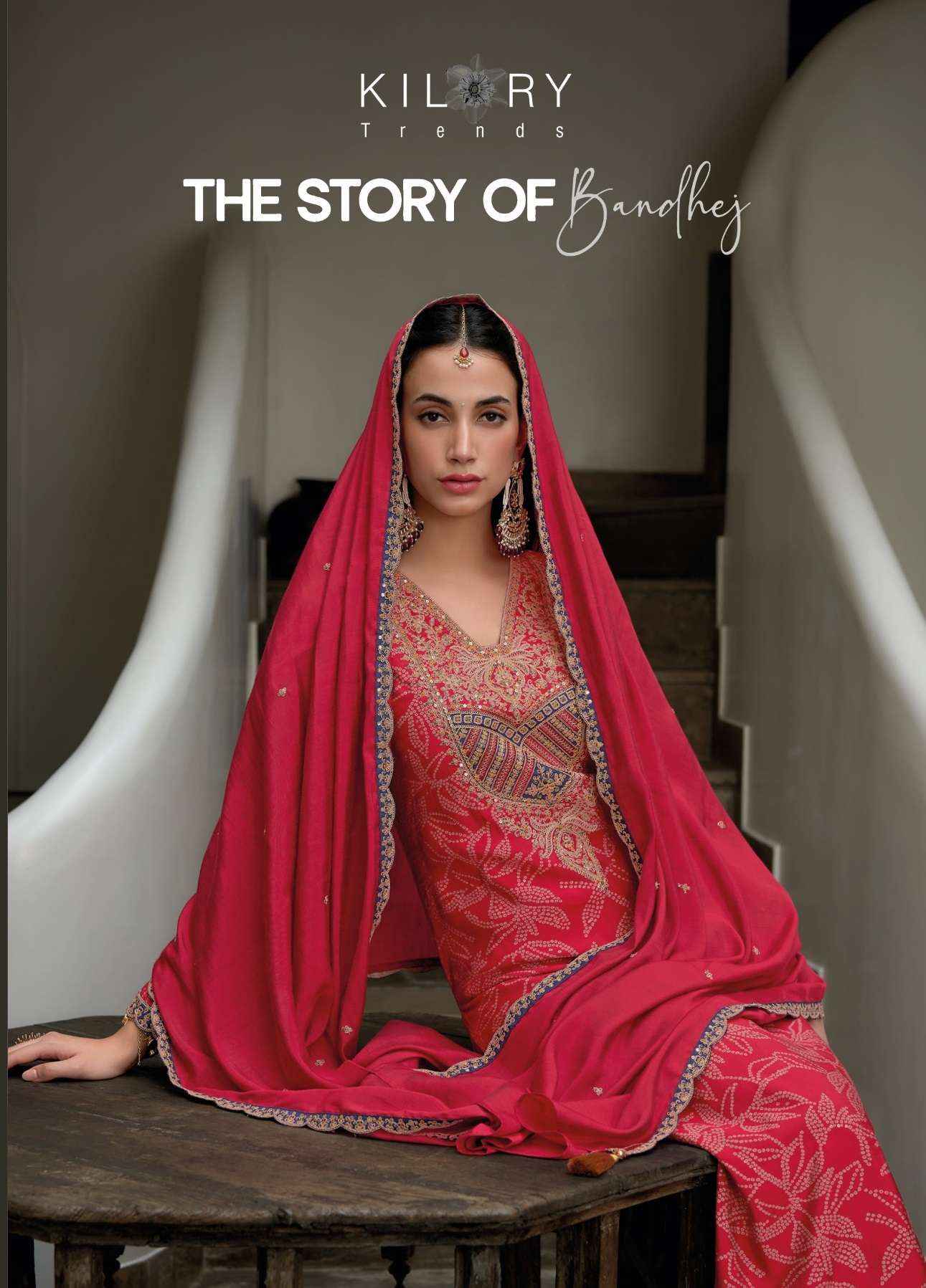 KILORY TRENDZ THE STORY OF BANDHEJ WHOLESALE VISCOSE SILK DRESS MATERIAL ( 8 PCS CATALOGUE )