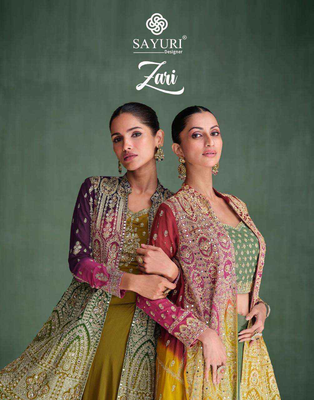 SAYURI DESIGNER ZARI GEORGETTE HAVY DESIGNER PARTY WEAR CO-ORD SET ( 2 PCS CATALOGUE )