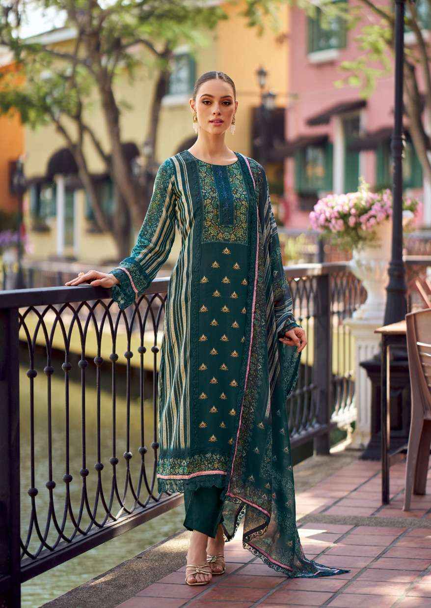 THE HERMITAGE SHOP BAGH EDITION 2 JAM SATIN DIGITAL PRINT WITH FANCY WORK DRESS MATERIAL WHOLESALE PRICE ( 6 PCS CATALOG )