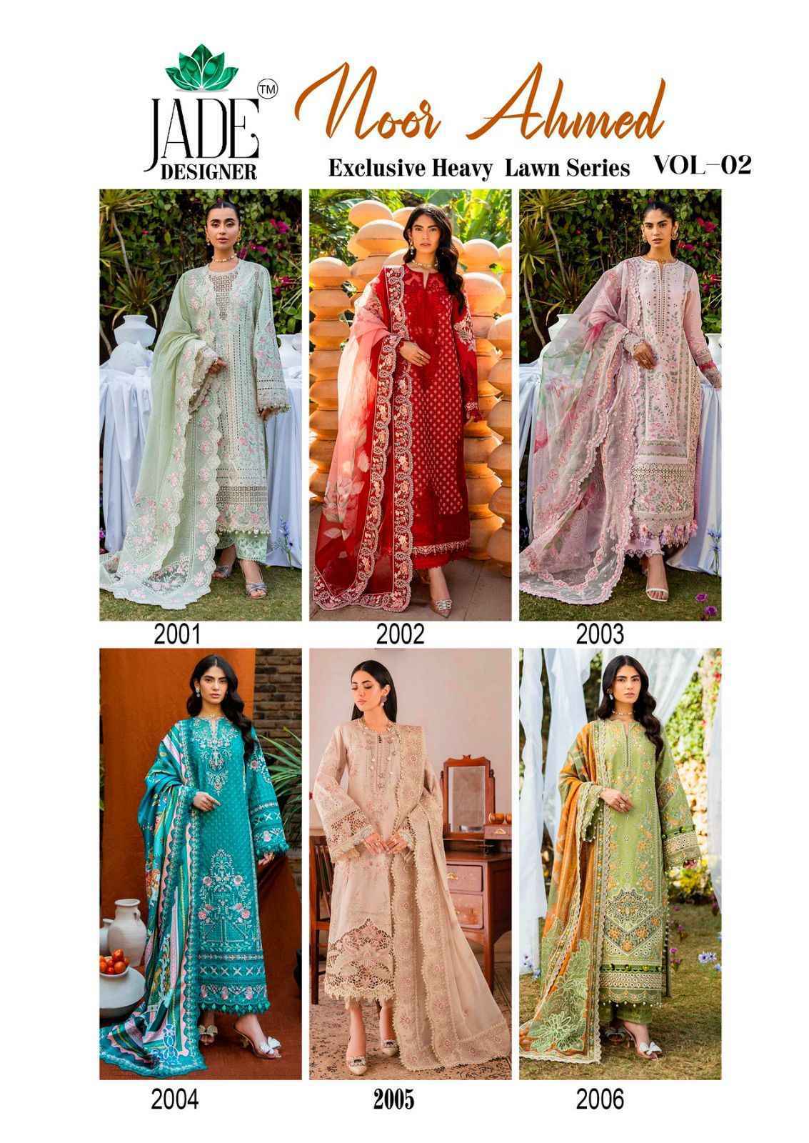 Jade Noor Aahmed Vol 2 Lawn Cotton Pakistani Suits ( 6 pcs Catalogue )