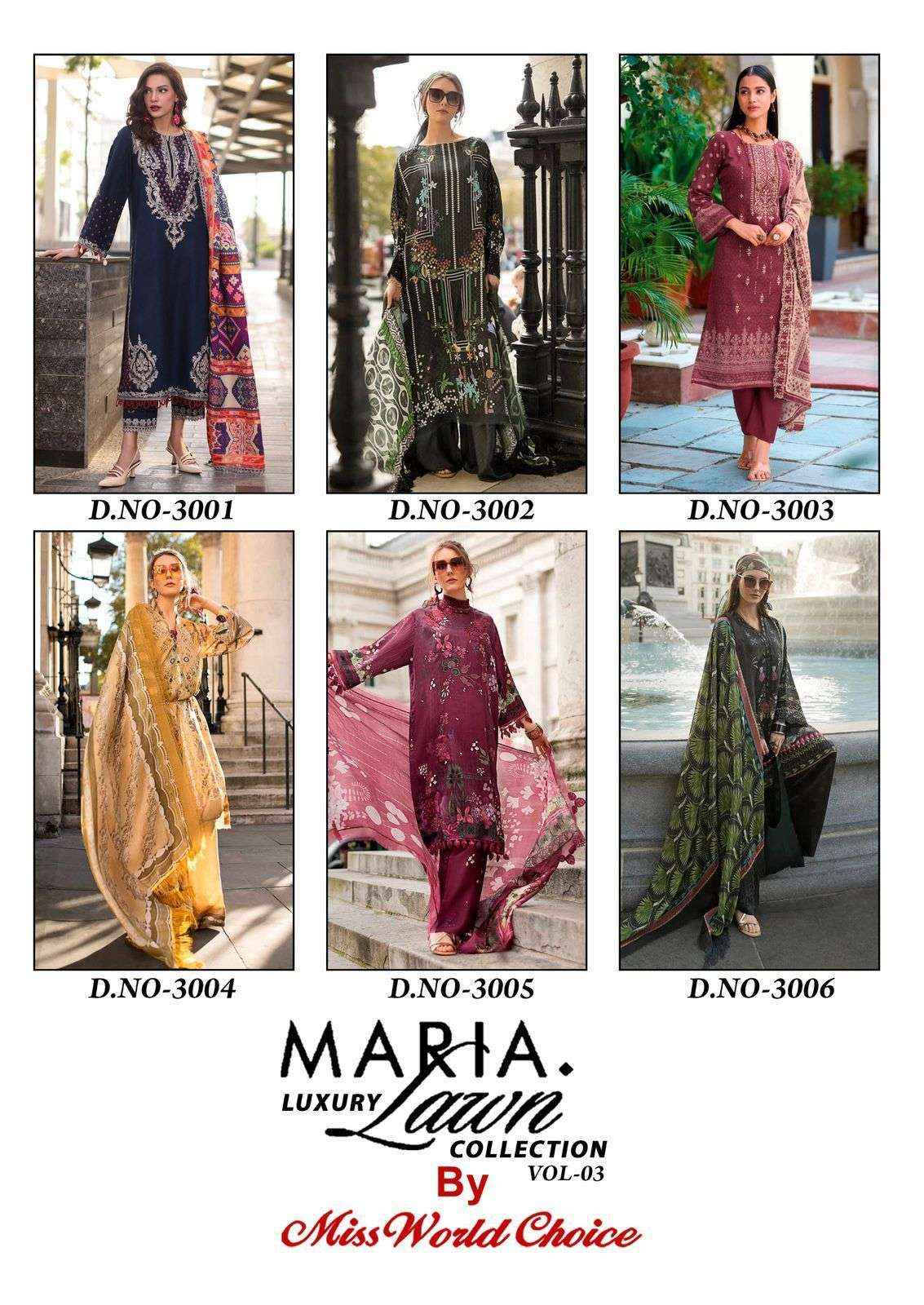 Miss World Choice Maria Lawn Vol 3 Wholesale - Pakistani Suits ( 6 Pcs Catalogue )