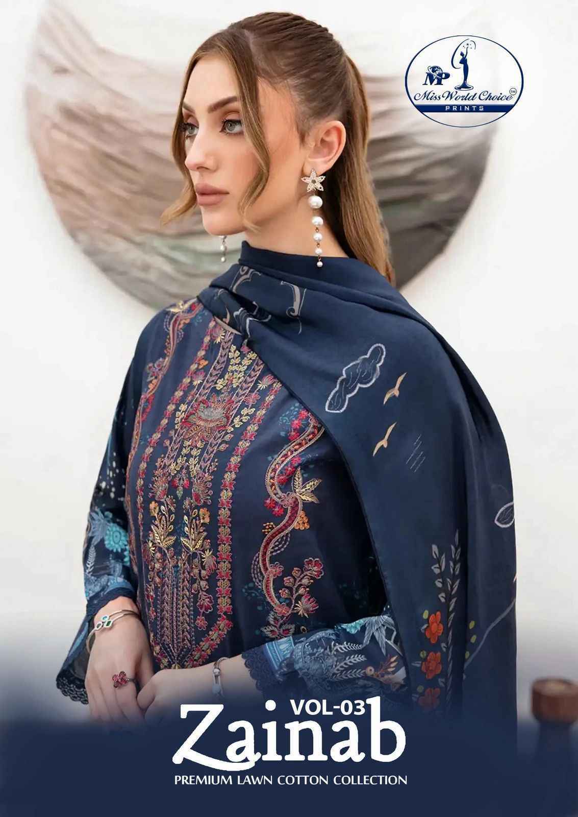 Miss World Choice Zainab Vol-3 Lawn Cotton Dress Material (6 pcs Catalogue)