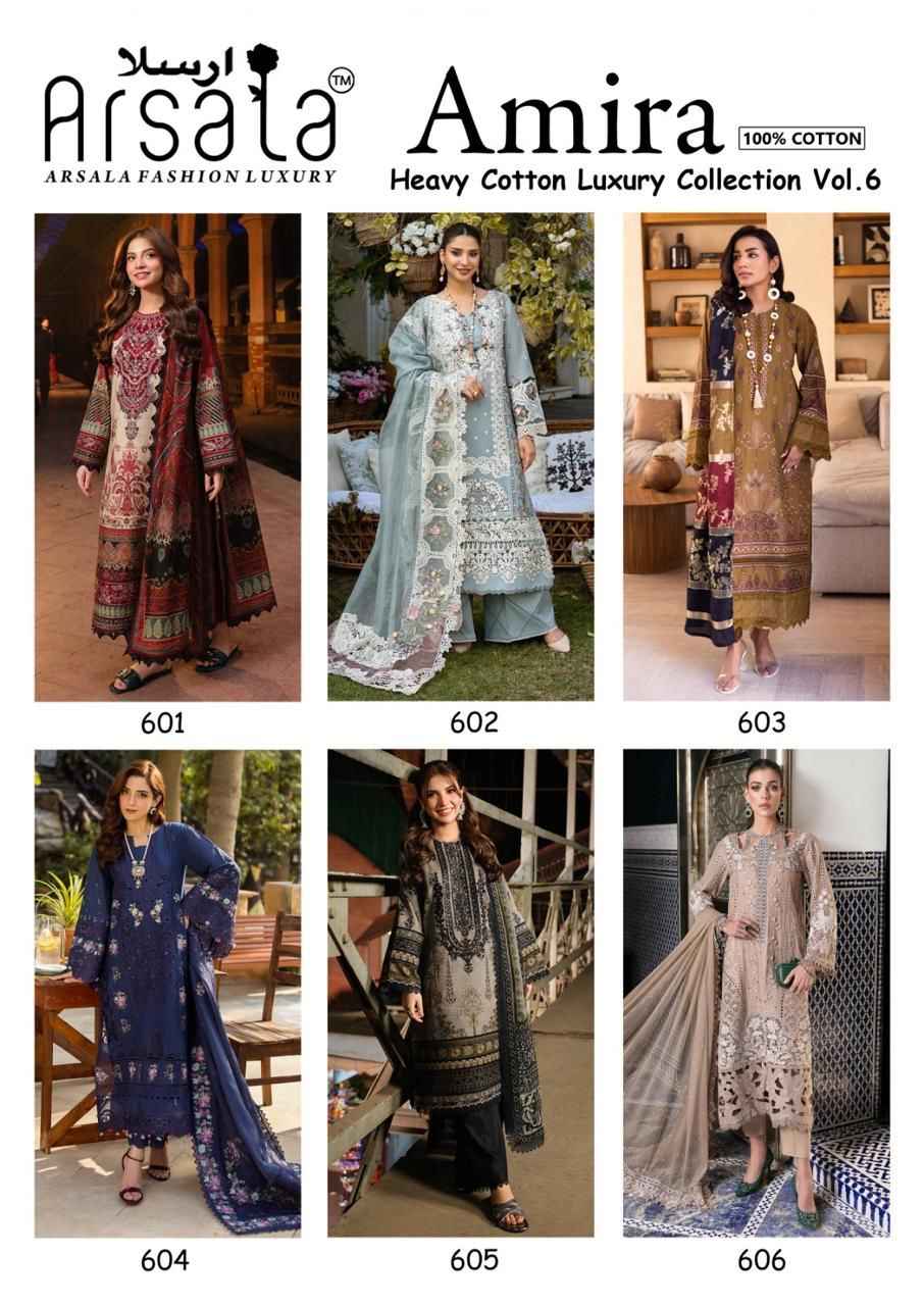 Arsala Fashion Amira Vol 6 Lawn Cotton Pakistani Suits Online Shopping ( 6 pcs Catalogue )