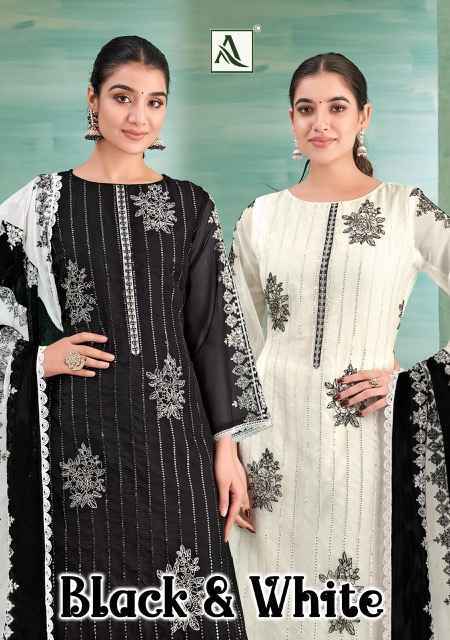 Alok Suits Black & White Organza Dress Material Surat Wholesale ( 2 pcs Catalogue )
