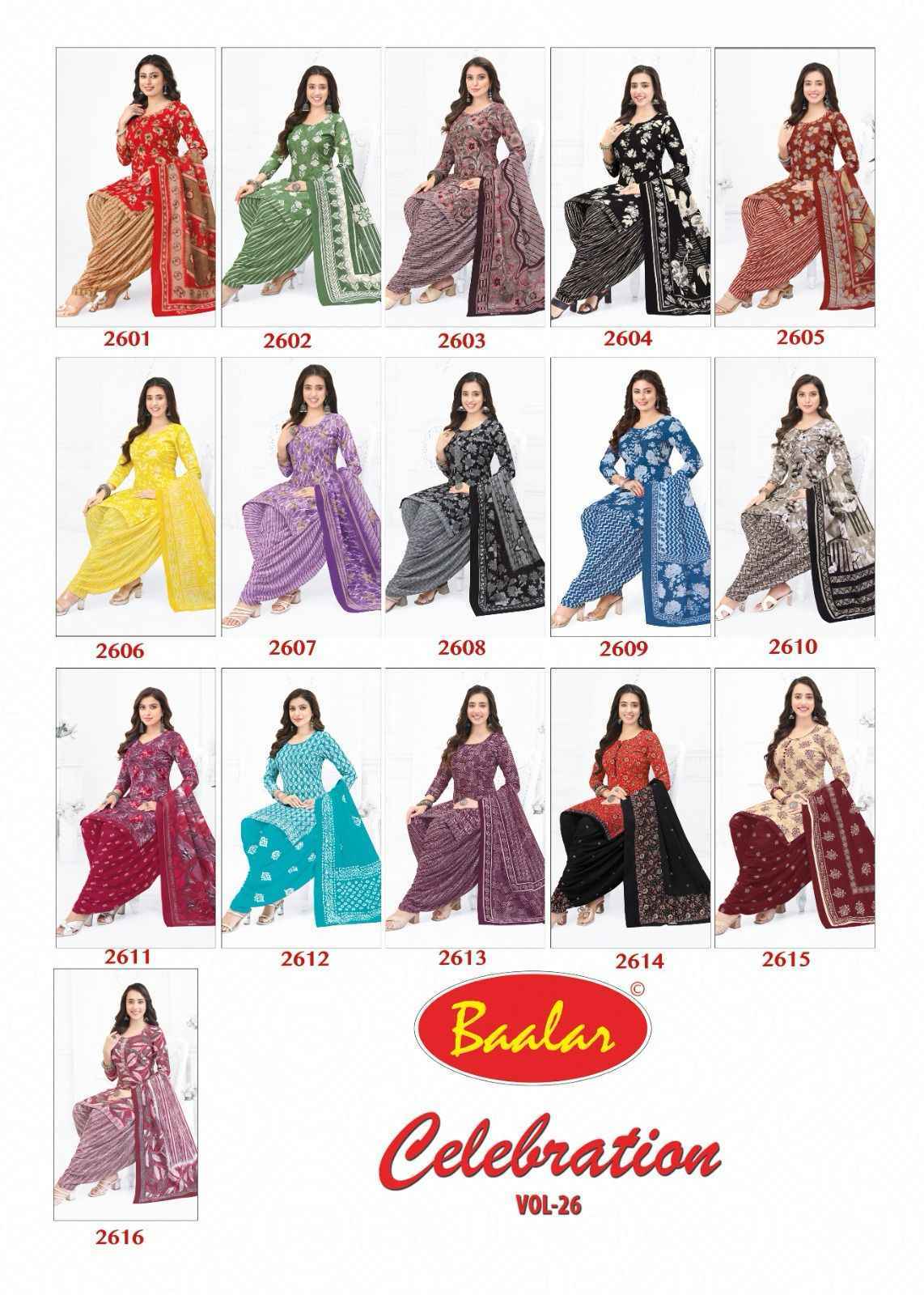 Baalar Celebration Vol 26 Cotton Dress Material Wholesale Textile Market ( 16 pcs Catalogue )