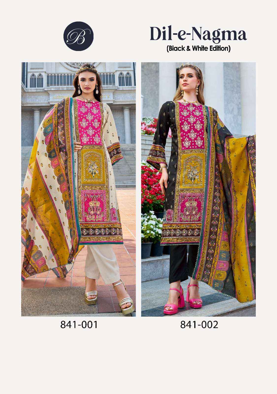 BELLIZA DESIGNER STUDIO DIL E NAGMA JAM COTTON PRINT WITH WORK DRESS WHOLESALE RATE ( 2 PCS CATALOG )
