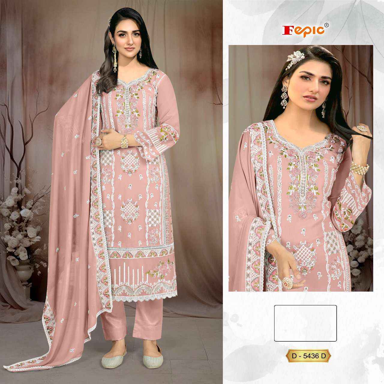 FEPIC ROSEMEEN C 5436 GEORGETTE EMBROIDERED PAKISTANI DRESS WHOLESALE RATE ( 4 PCS CATALOG )