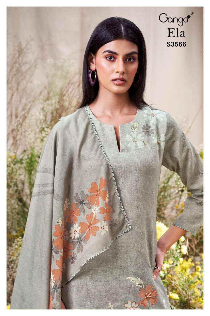 Ganga Ela 3566 Linen Cotton Dress Material Wholesale Price ( 4 Pcs Catalog )