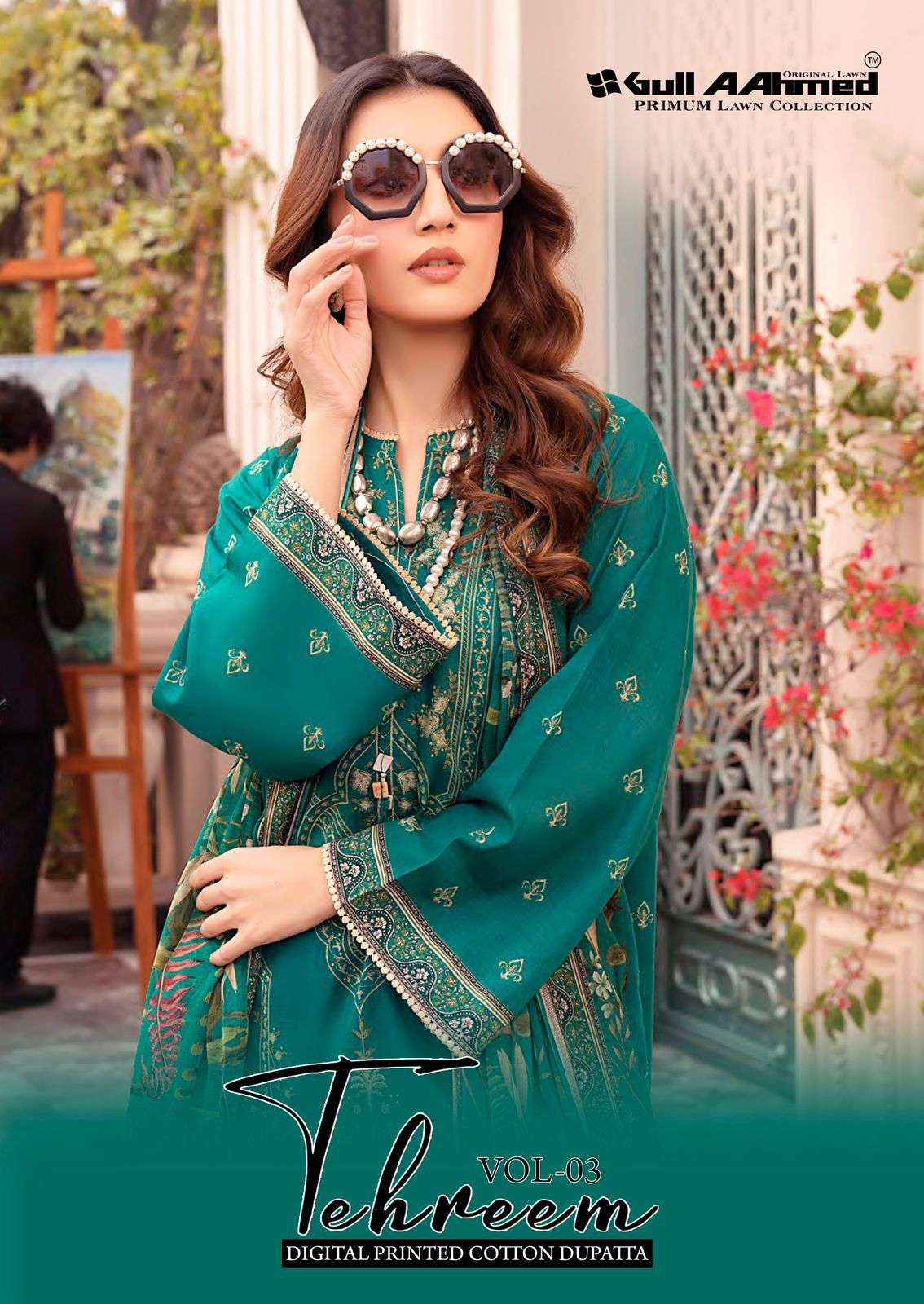 GULL AAHMED TEHREEM VOL 3 LAWN COTTON DIGITAL PRINT DRESS MATERIAL WHOLESALE PRICE ( 6 PCS CATALOG )