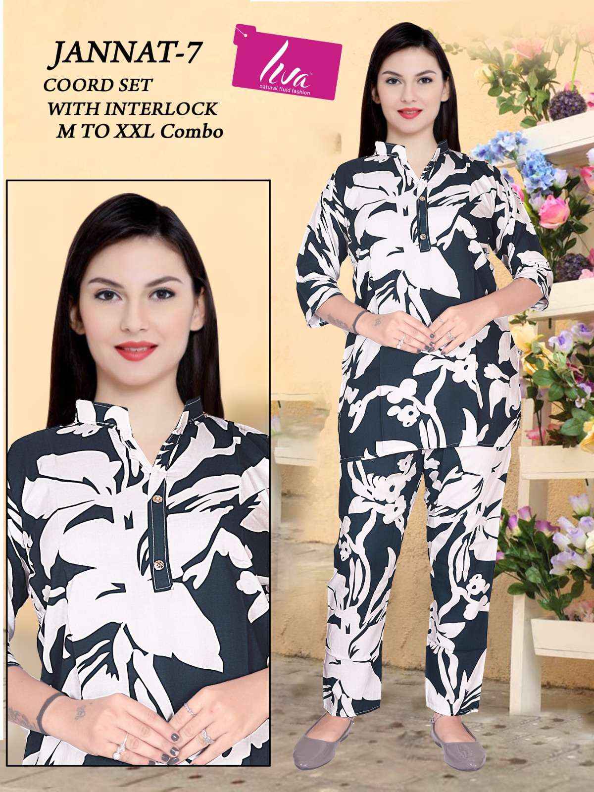 HIVA DESIGNER JANNAT VOL 8 RAYON PRINT FANCY SUMMER WEAR CO-ORD SET
