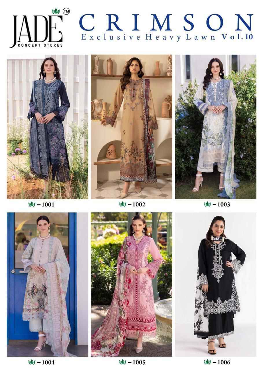 JADE CRIMSON VOL 10 LAWN PAKISTANI SUITS AT WHOLESALE PRICE ( 6 PCS CATALOG )