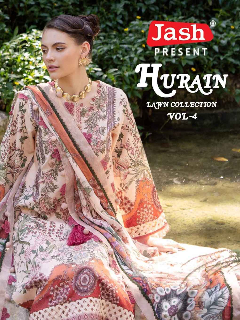 JASH HURAIN VOL 4 PURE LOWN COTTON SUITS WHOLESALE ONLINE SHOPPING ( 6 PCS CATALOGUE )