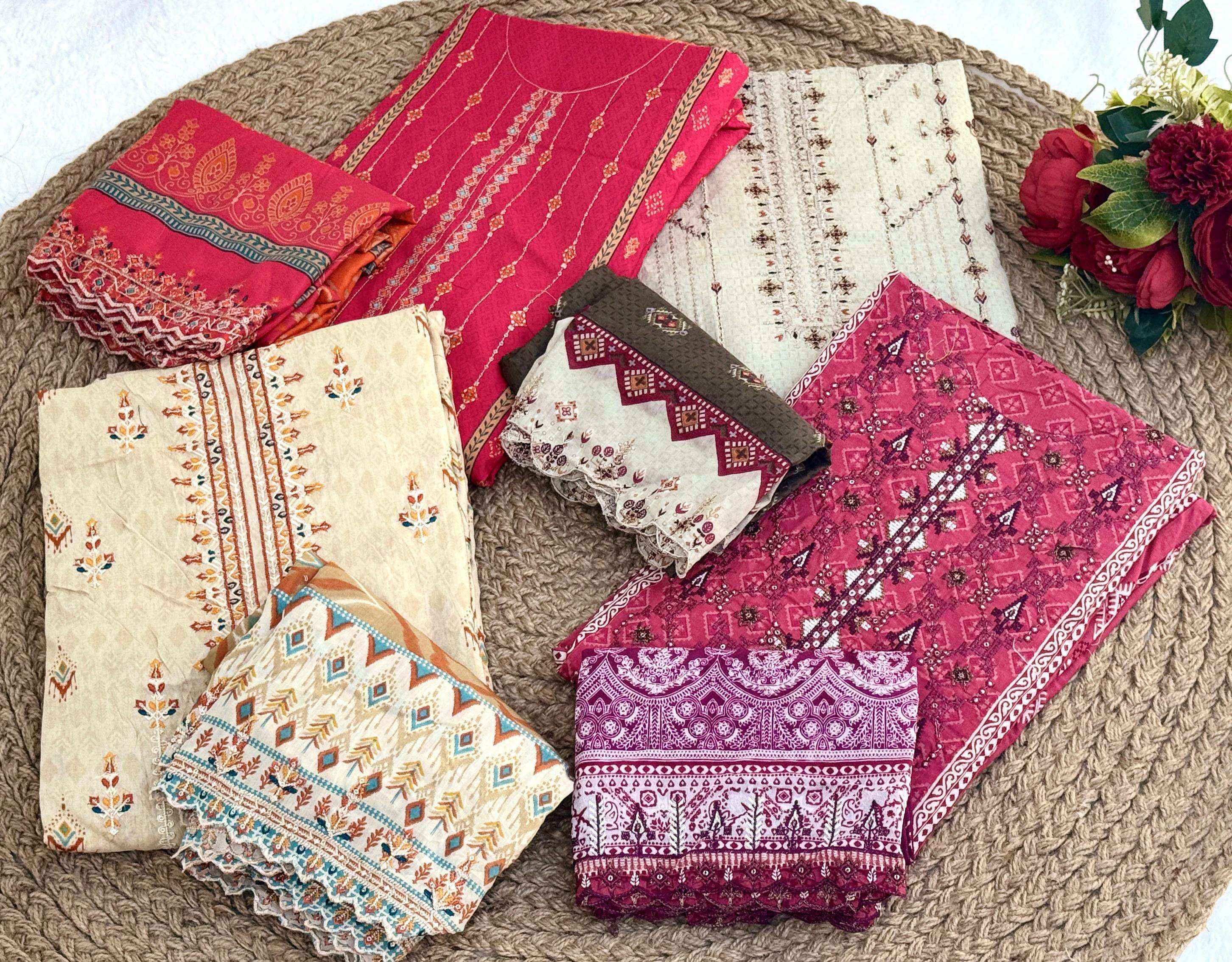 Jihan Crafted Elegance Vol 2 Lawn Pakistani suits New Catalog ( 4 pcs Catalogue )