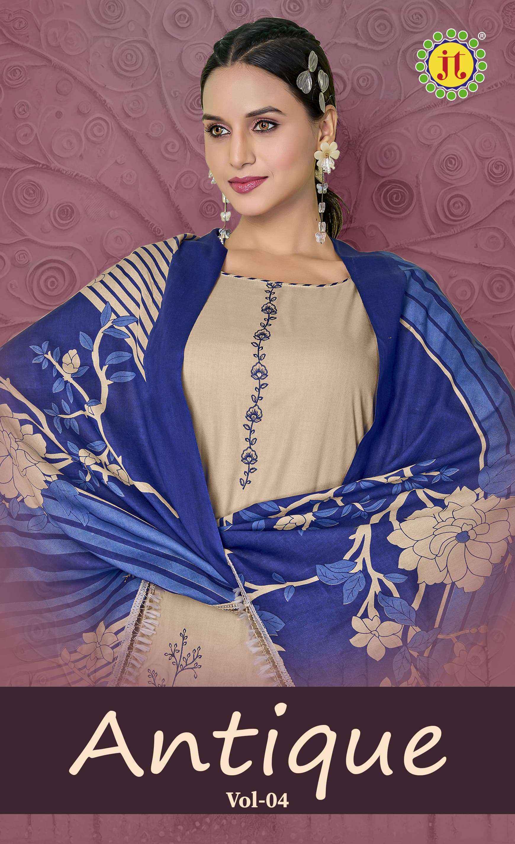 Jt Antique Vol 4 Rayon Dress Material Wholesale Factory Price (  5 pcs Catalogue )