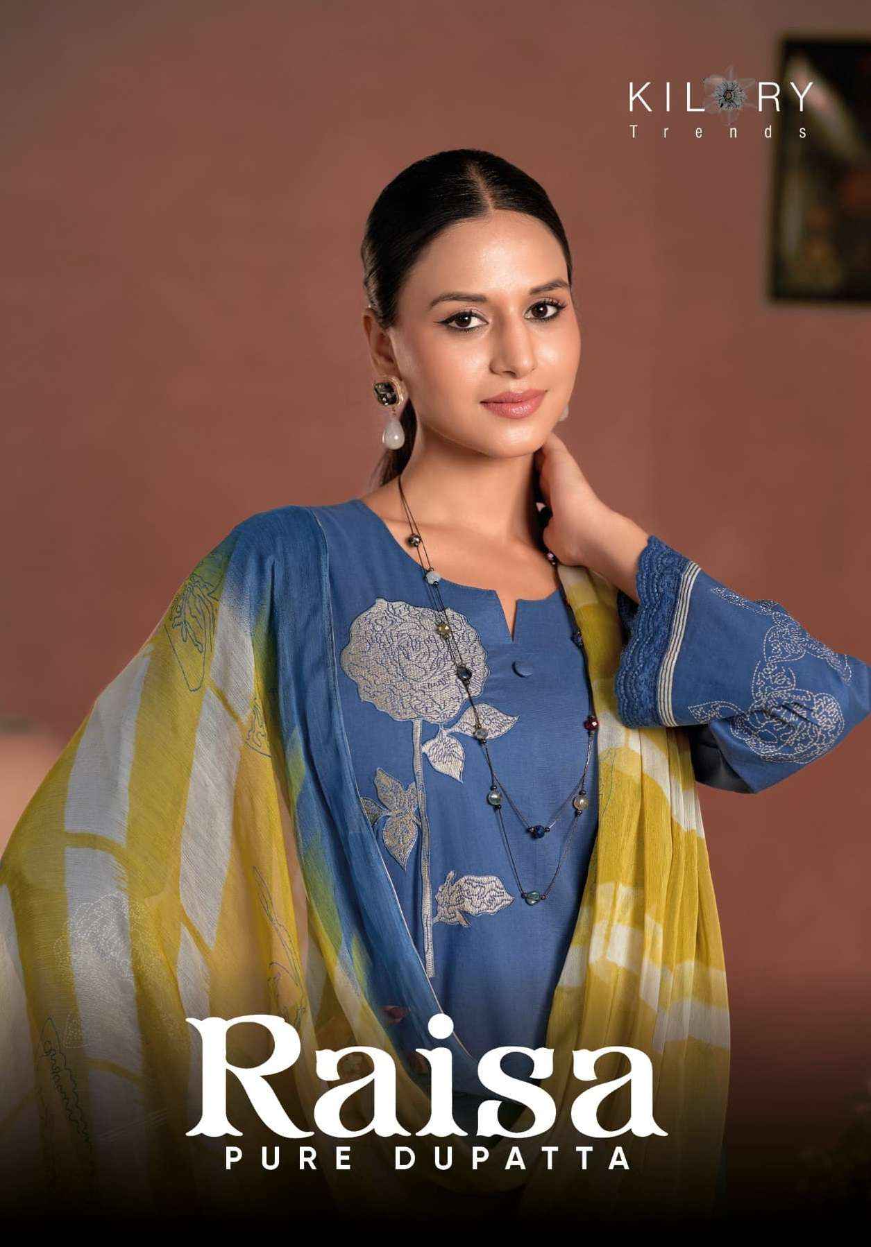 KILORY TRENDS RAISA LAWN COTTON PRINT WITH FANCY DRESS MATERIAL WHOLESALE PRICE ( 3 PCS CATALOG )