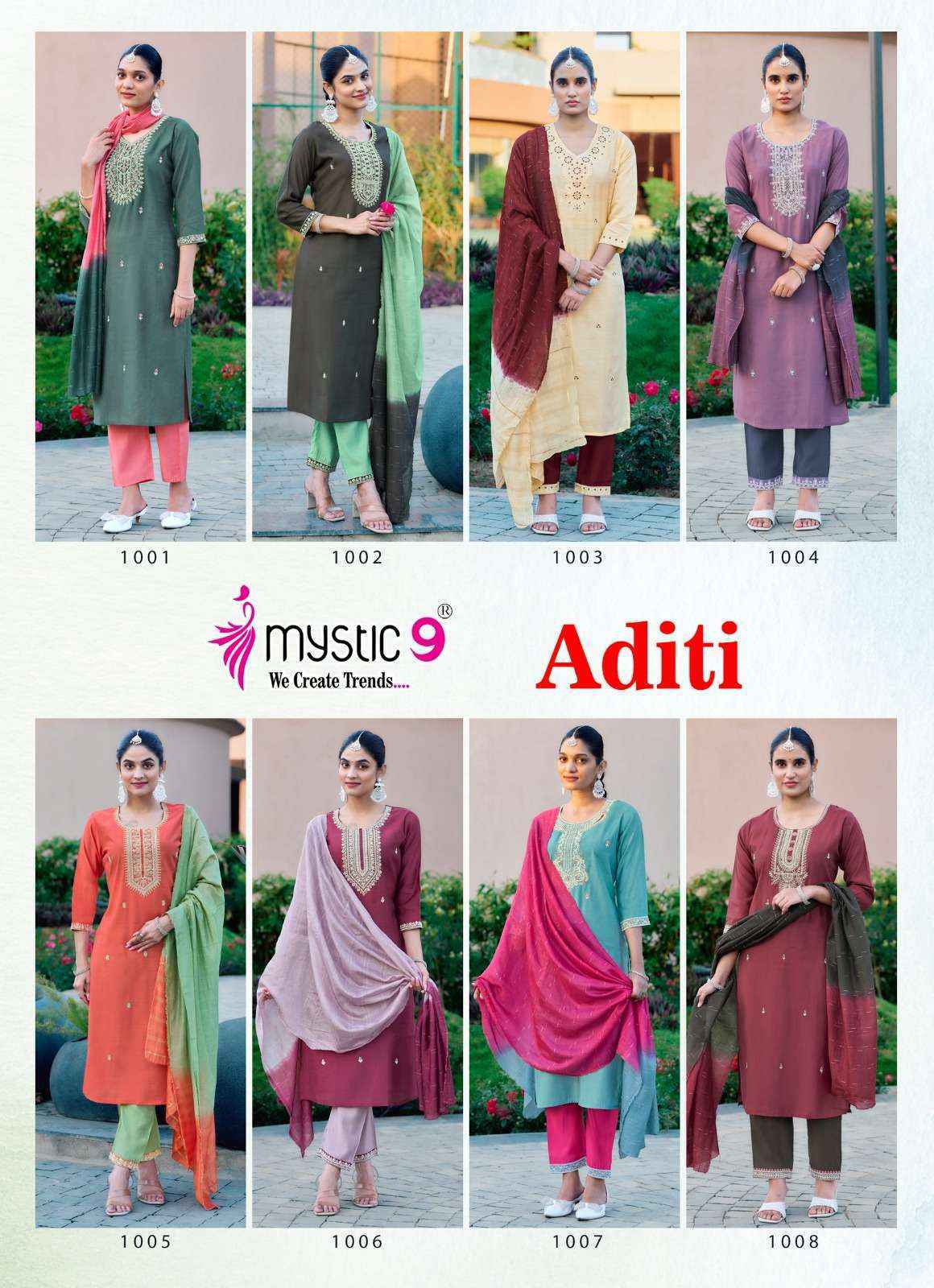 Mystic 9 Aditi Vol 1 Roman Silk Kurti Combo Set Wholesale Rate ( 8 Pcs Catalog )