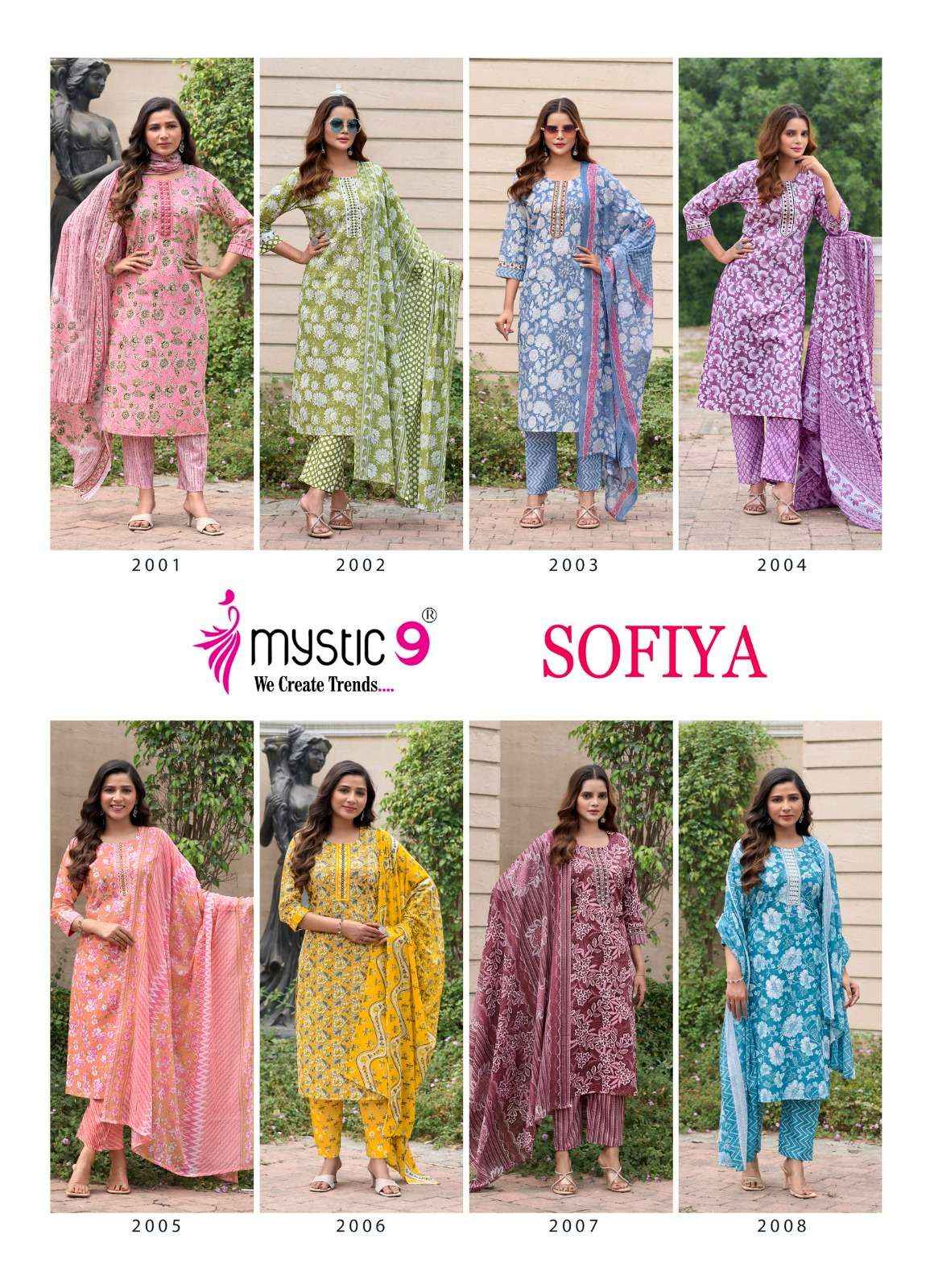 MYSTIC 9 SOFIYA VOL 2 COTTON PRINT FANCY STRAIGHT CUT KURTI SET WHOLESALE PRICE ( 8 PCS CATALOG )