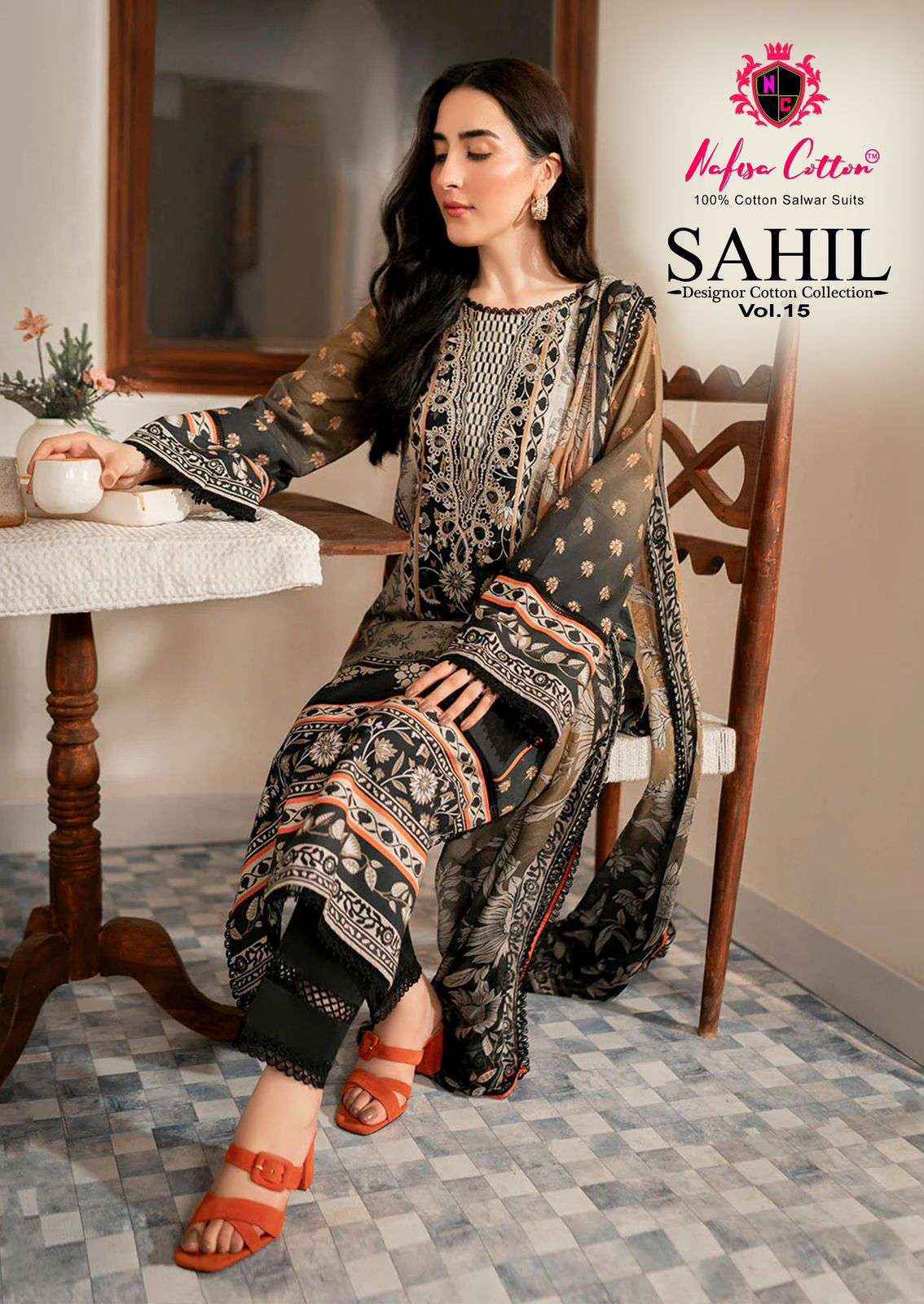 NAFISA COTTON SAHIL DESIGNER COTTON COLLECTION VOL 15 COTTON DRESS MATERIAL PRICE ( 6 PCS CATALOG )
