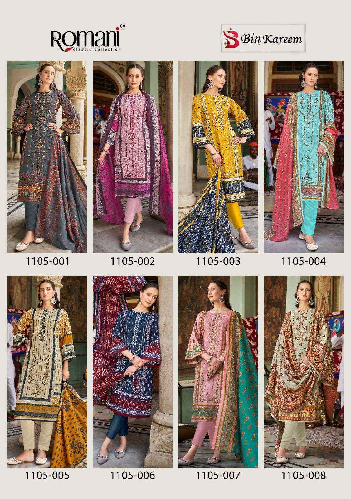 Romani Bin Kareem Cotton Dress Material Wholesale Price ( 8 Pcs Catalog )
