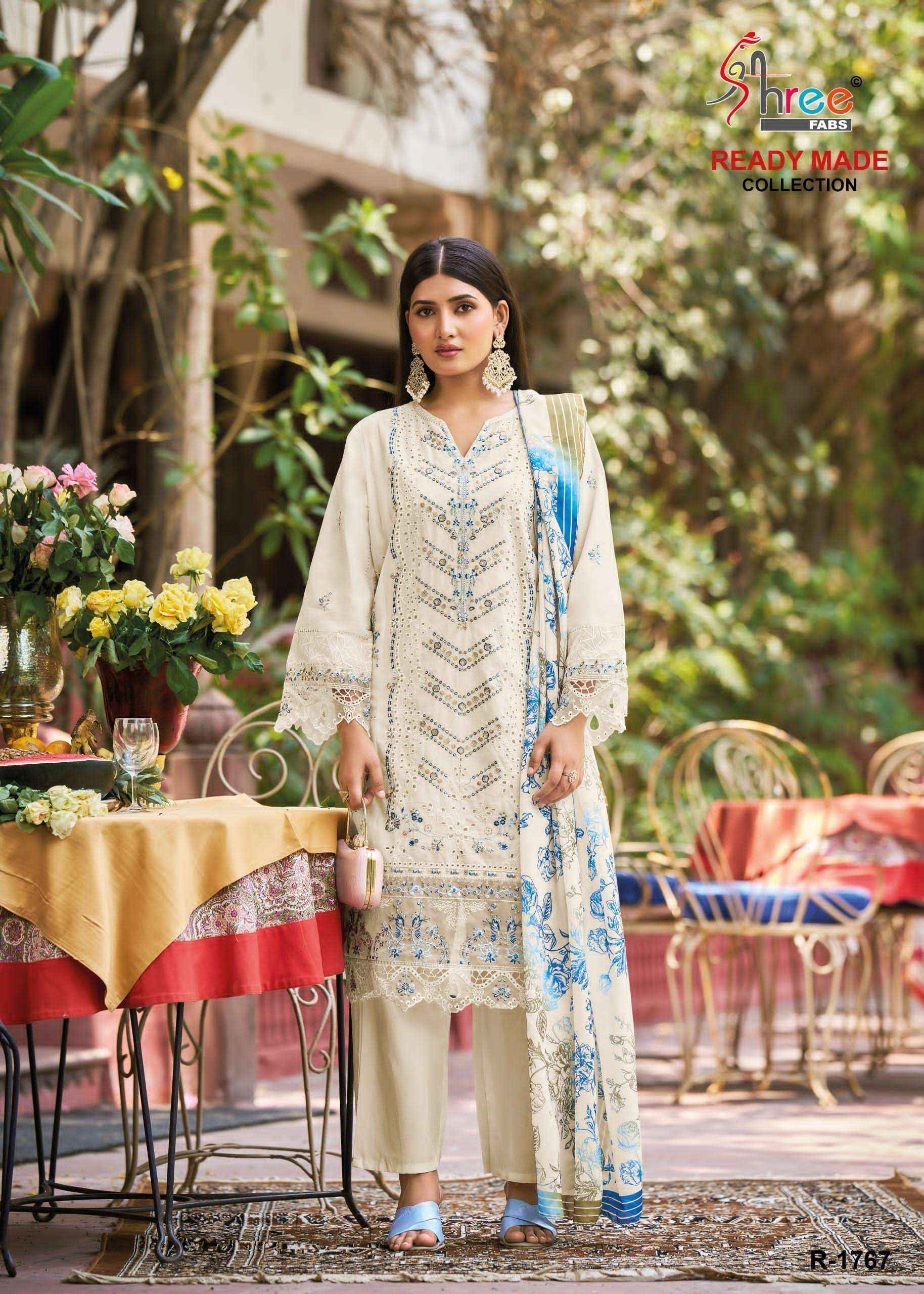 SHREE FABS R 1767 COTTON EMBROIDERED PAKISTANI SUIT WHOLESALE PRICE ( 4 PCS CATALOG )